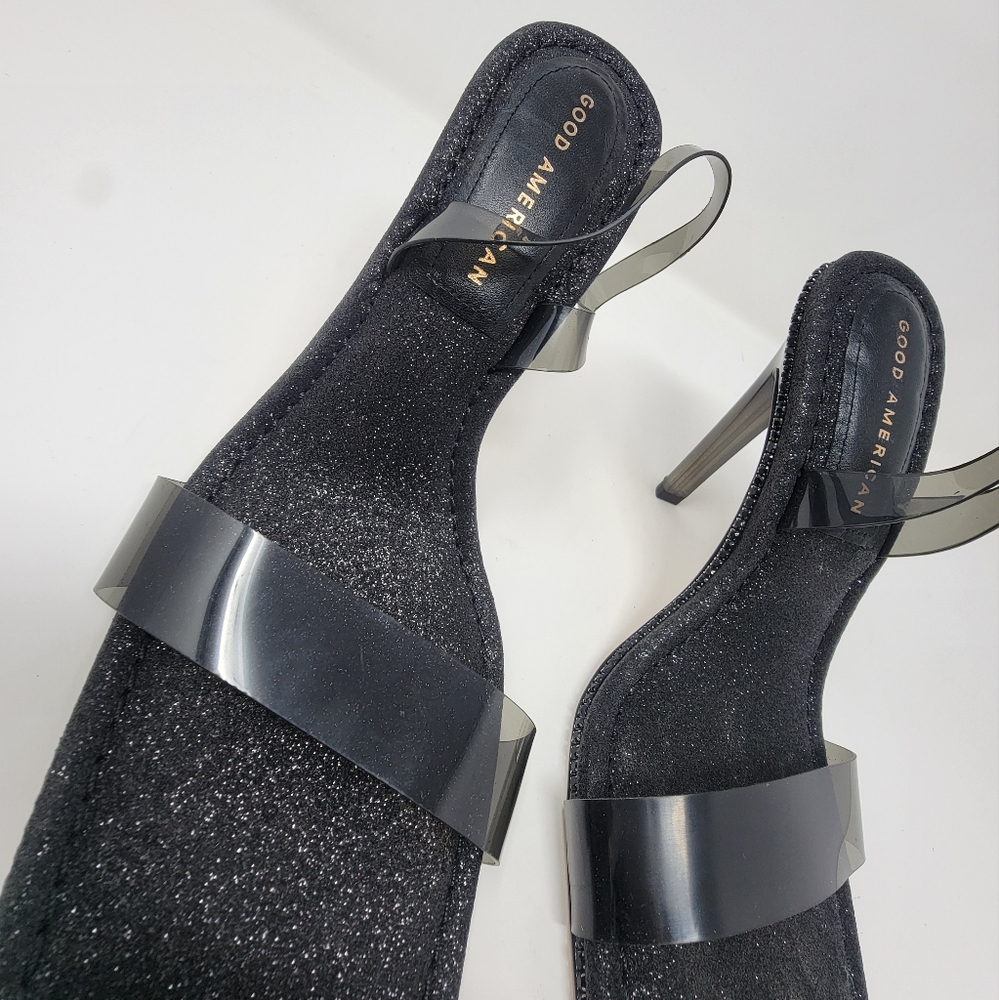 Good American Black Clear PVC Slingback Stiletto Sandals - Picture 5 of 11